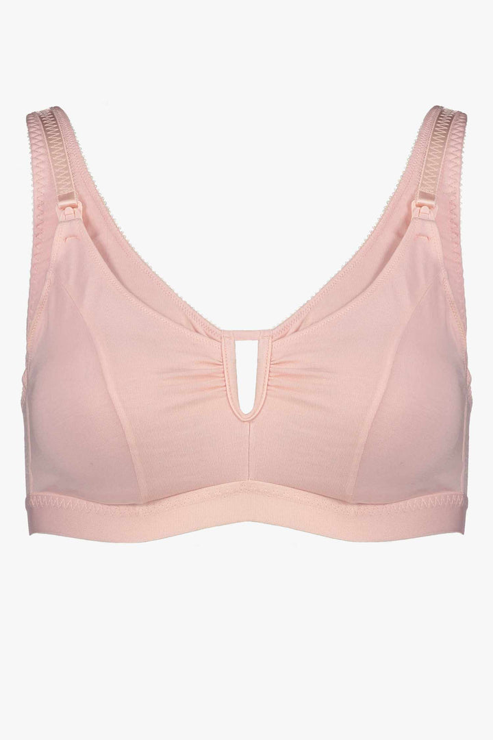 Videris Lingerie Belle maternity bra with U wire at centre front and gathering detail in rosy pink