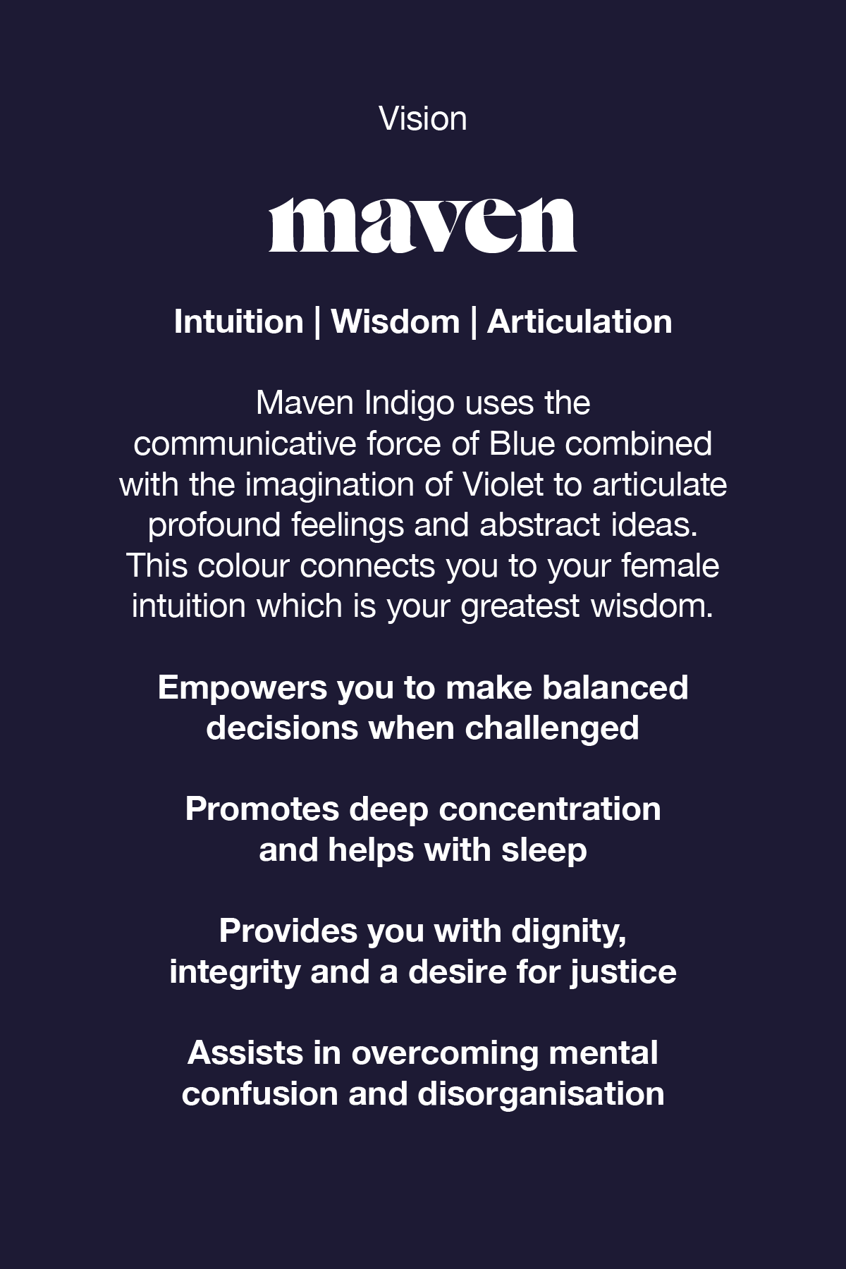 Videris Lingerie Maven represents vision, our intuition, acticulation and wisdom