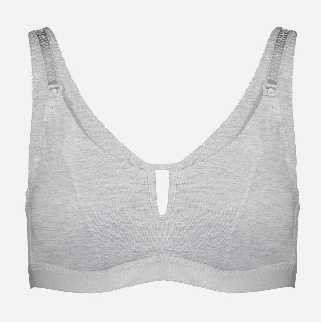 Gray bra on a white background