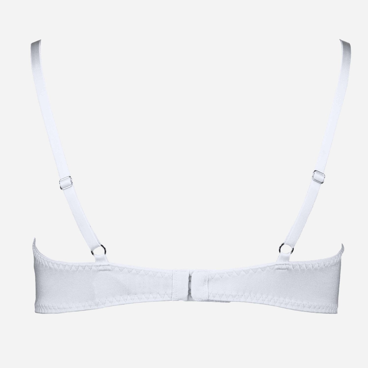 Videris Lingerie Maggie soft cup bra in embroideried white TENCEL™ features adjustable back straps and hook and eyes closure
