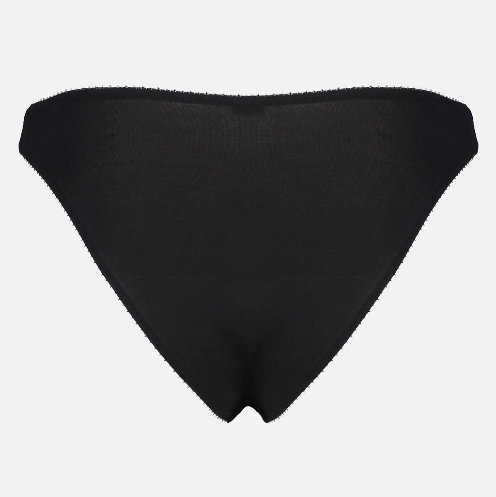 Videris Lingerie bikini knicker in black TENCEL™  mid-rise style with cheeky bottom coverage and soft elastics
