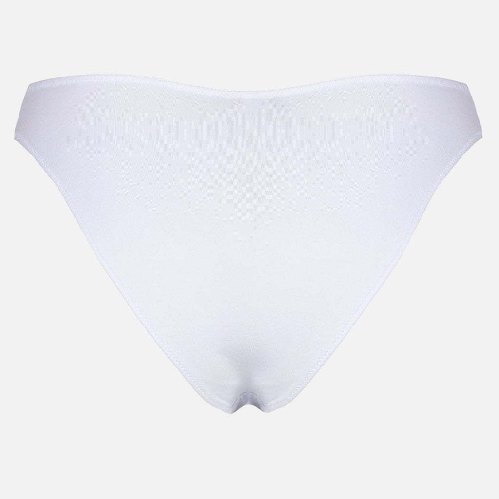 Videris Lingerie bikini knicker in white TENCEL™ mid-rise style with cheeky bottom coverage and soft elastics