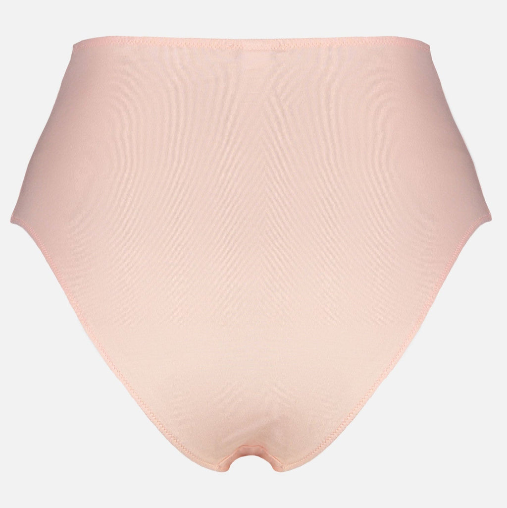 Videris Lingerie high waist knicker in pale pink TENCEL™ with soft elastics and flattering legline curving over the hip