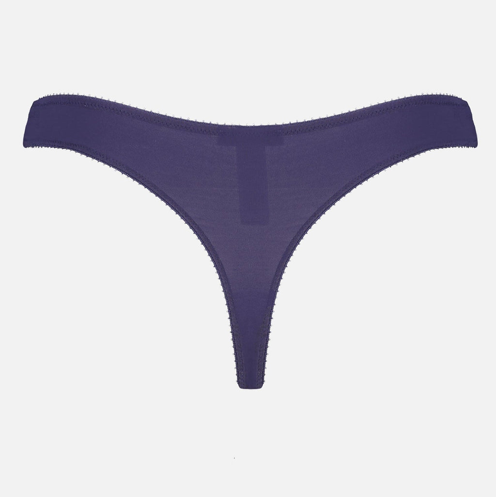 Videris Lingerie thong in indigo TENCEL™ a comfortable flattering wide g string back with soft elastics