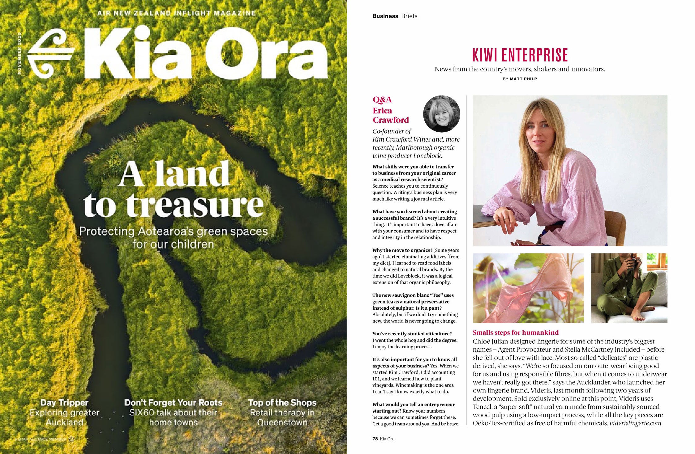 kia-ora magazine - chloe julian - kiwi enterprise - videris lingerie
