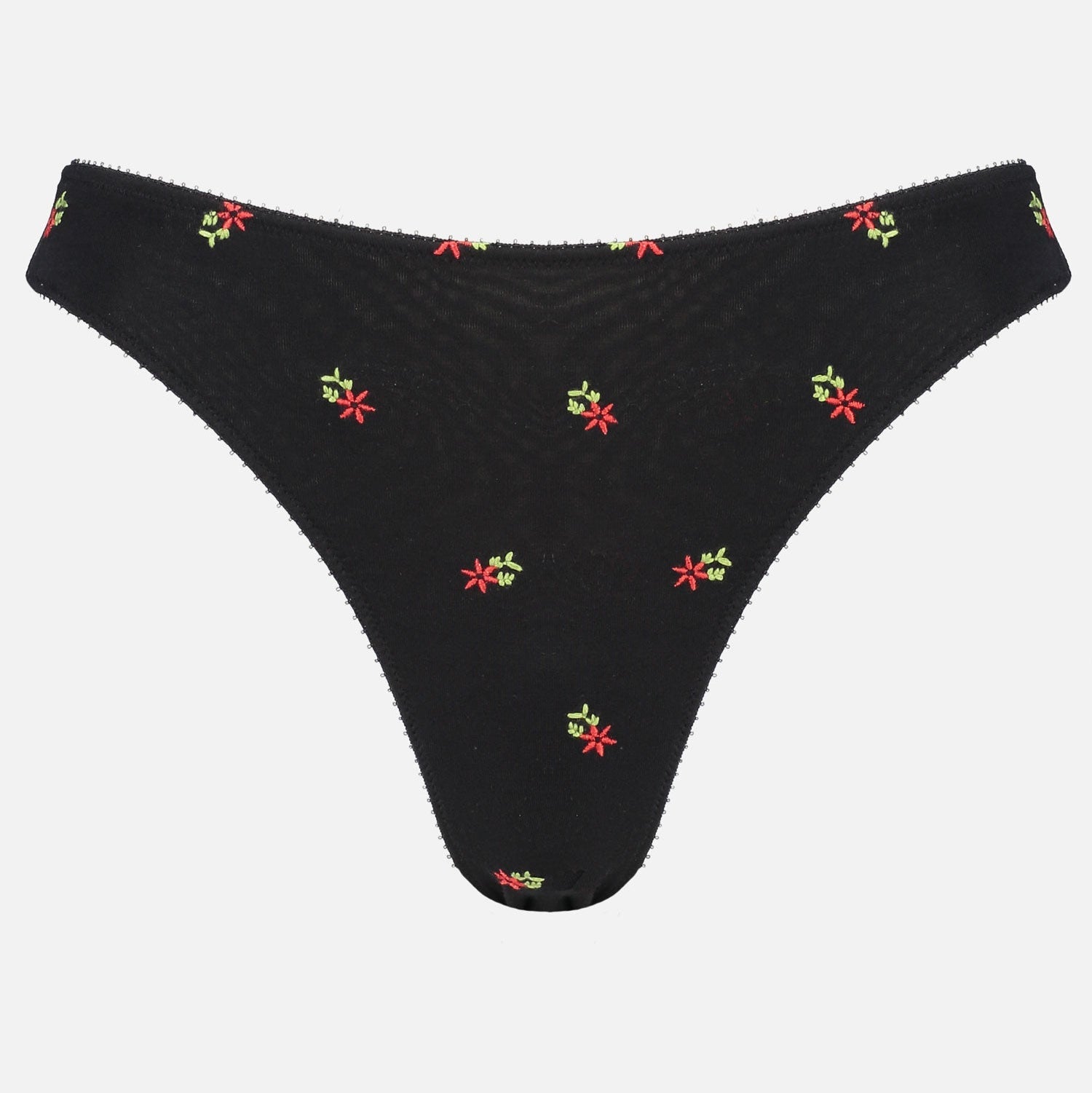 Videris Lingerie bikini knicker in black embroidered TENCEL™ a mid-rise style cut to follow the natural curve of your hips