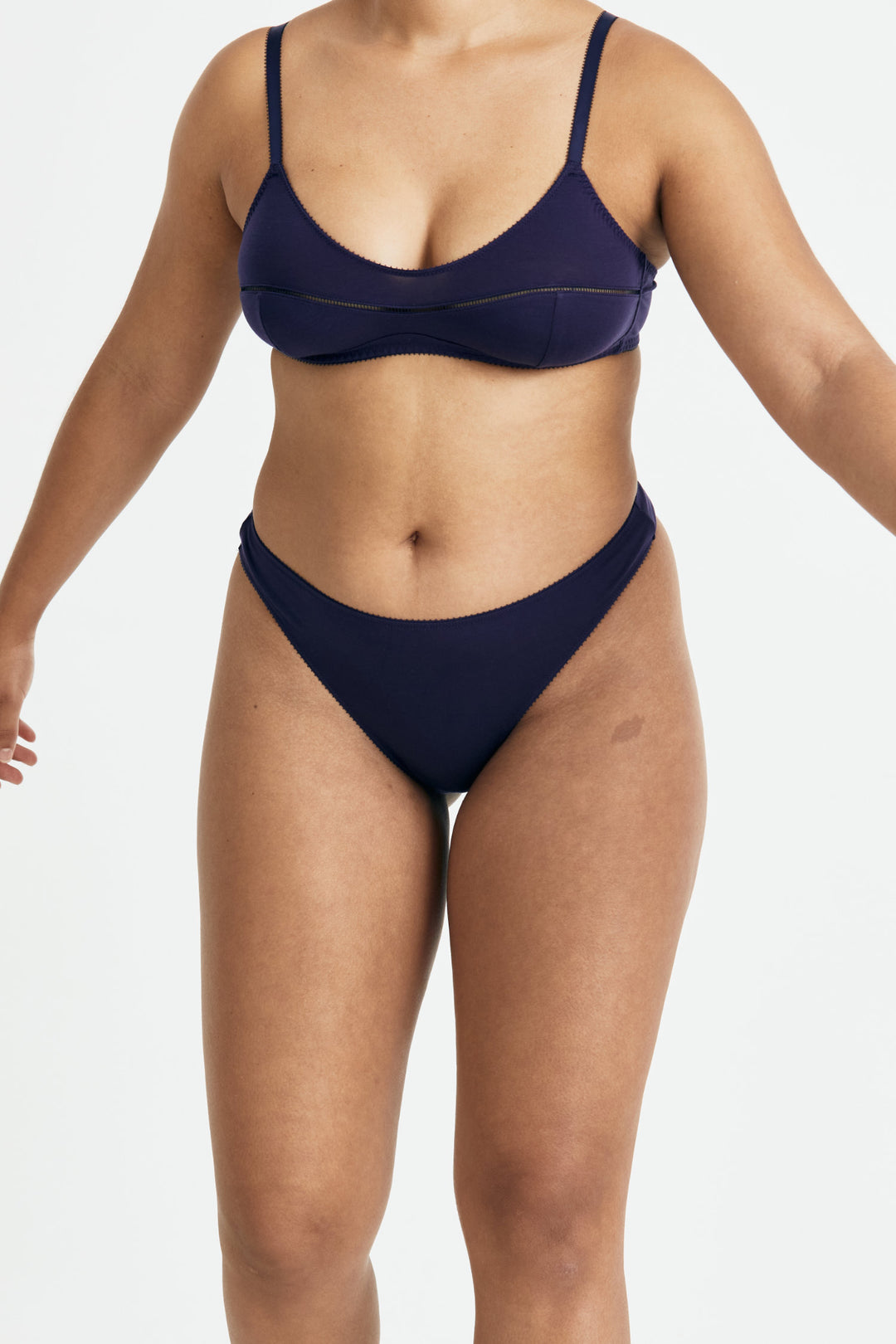 Videris Lingerie thong in indigo TENCEL™ a comfortable mid-rise style that elongates the legs