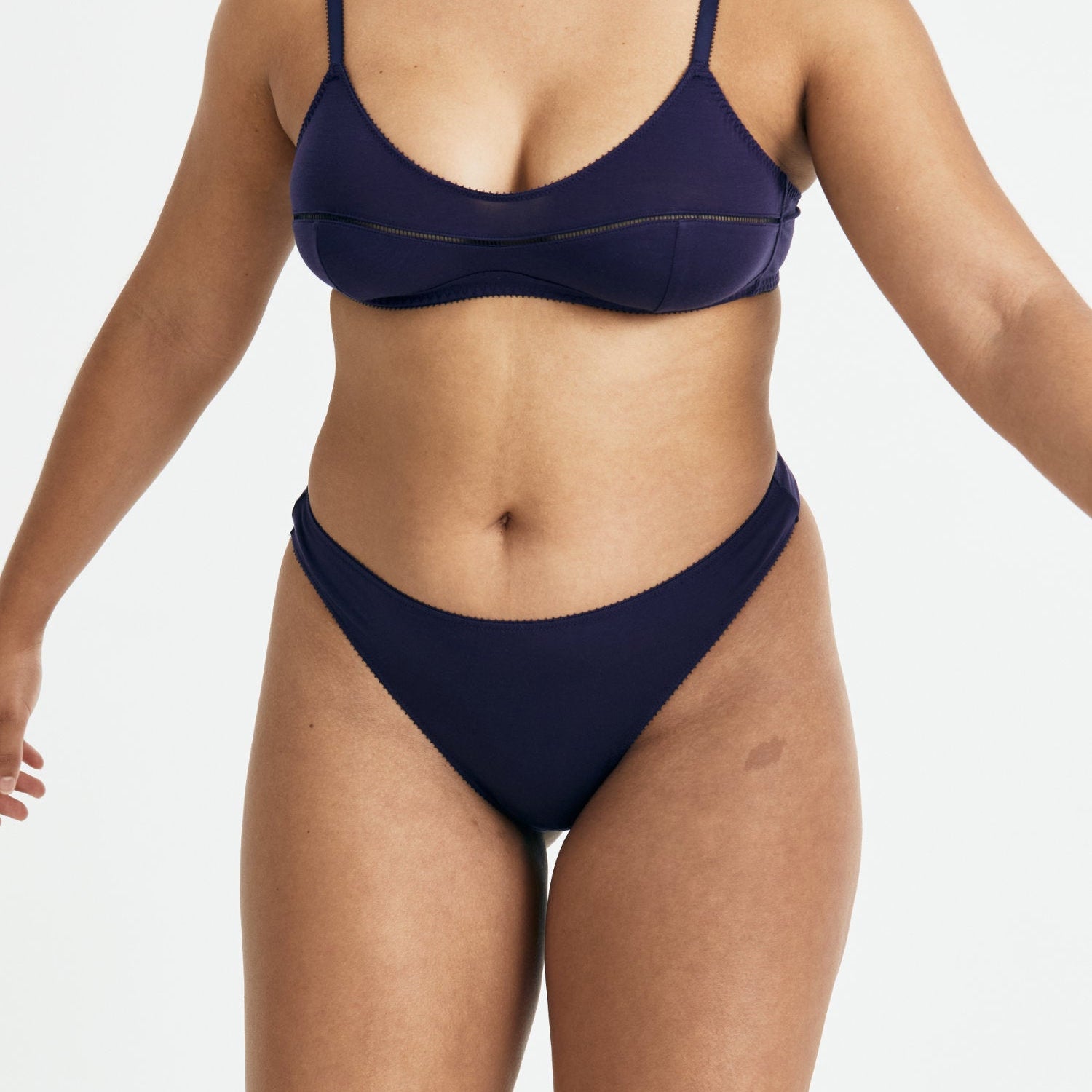 Videris Lingerie thong in indigo TENCEL™ a comfortable mid-rise style that elongates the legs