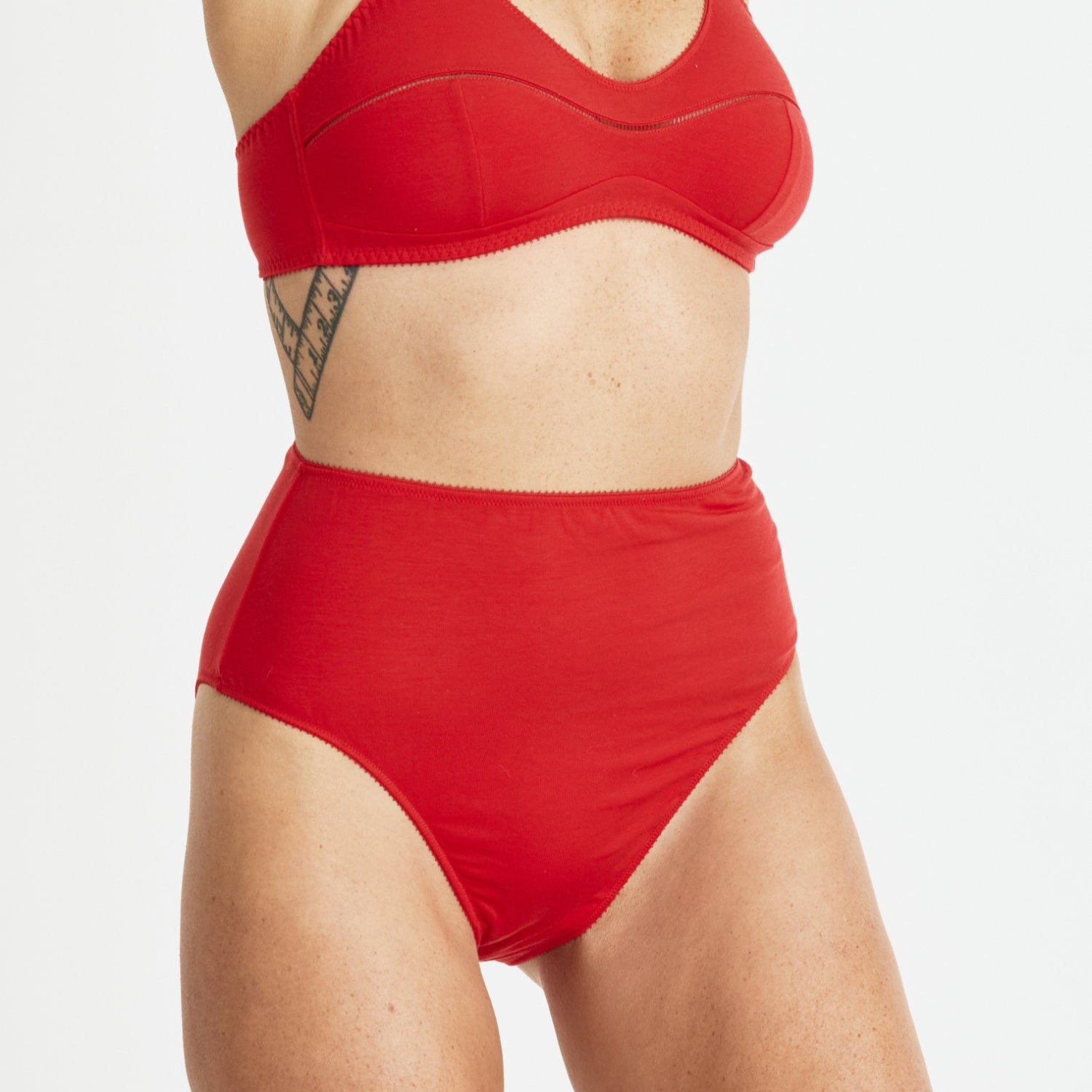 Videris Lingerie high waist knicker in red TENCEL™  with soft elastics and flattering legline