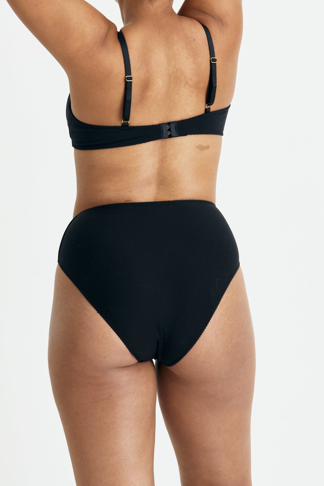 Videris Lingerie high waist knicker in black blossom embroidered TENCEL™ with cheeky bottom coverage