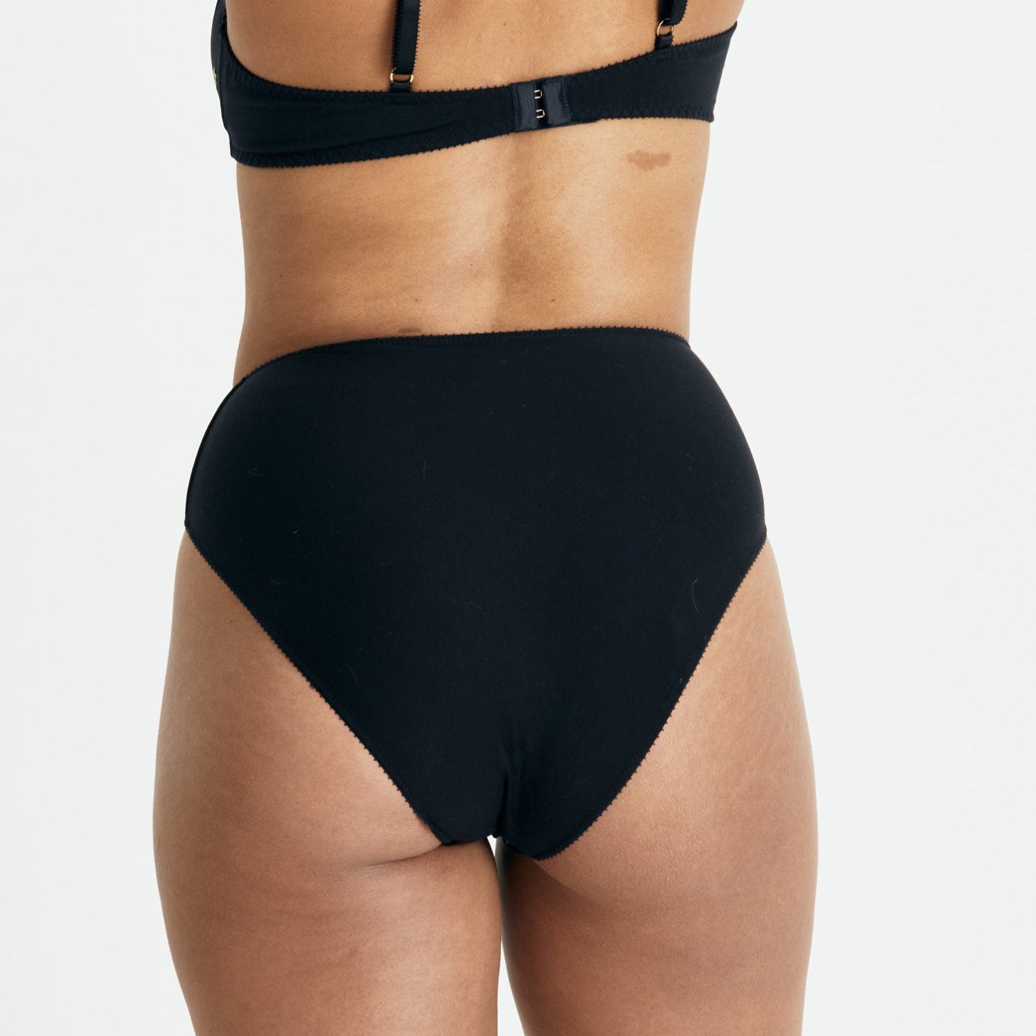 Videris Lingerie high waist knicker in black blossom embroidered TENCEL™ with cheeky bottom coverage