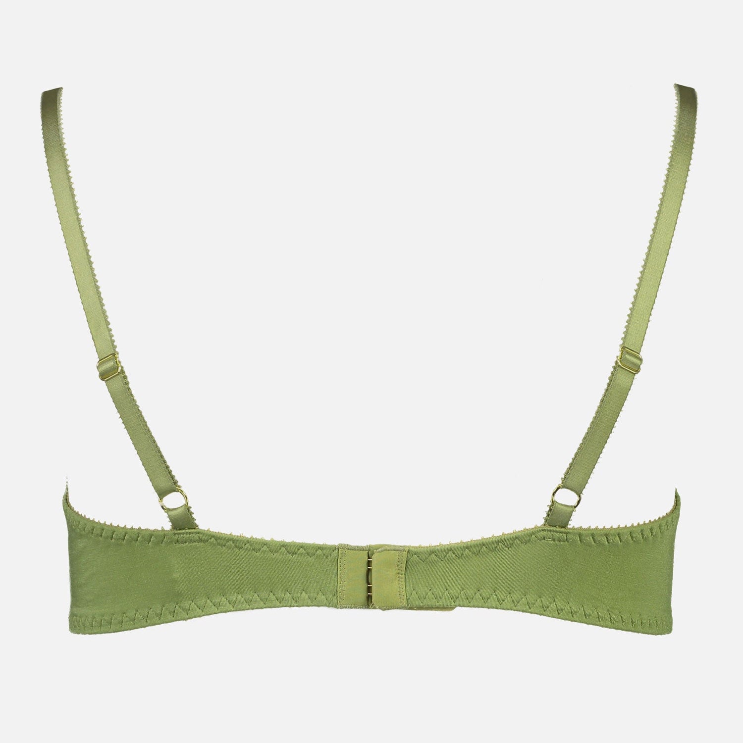 Videris Lingerie Angela wire free soft cup bra in olive TENCEL™ features adjustable back straps and hook and eyes closure