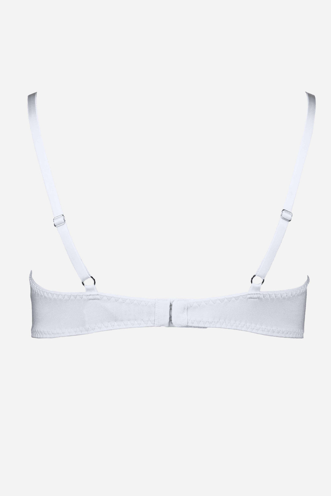 Videris Lingerie Angela soft cup bra in white TENCEL™ features adjustable straps and hook and eyes at the back
