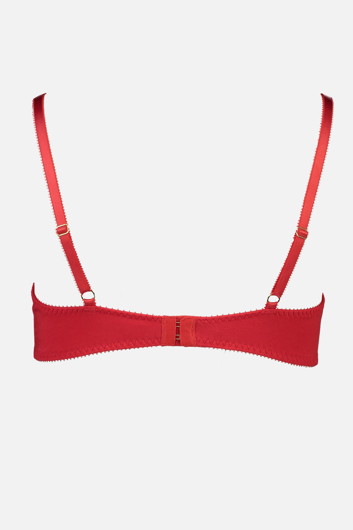 Videris Lingerie Angela underwire free soft cup bra in red TENCEL™ features adjustable back straps and back closure