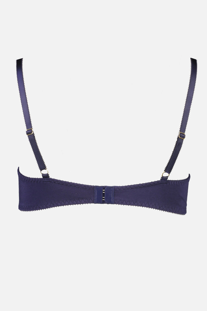 Videris Lingerie Maggie wire free soft cup bra in indigo TENCEL™ features adjustable back straps and hook and eyes closure