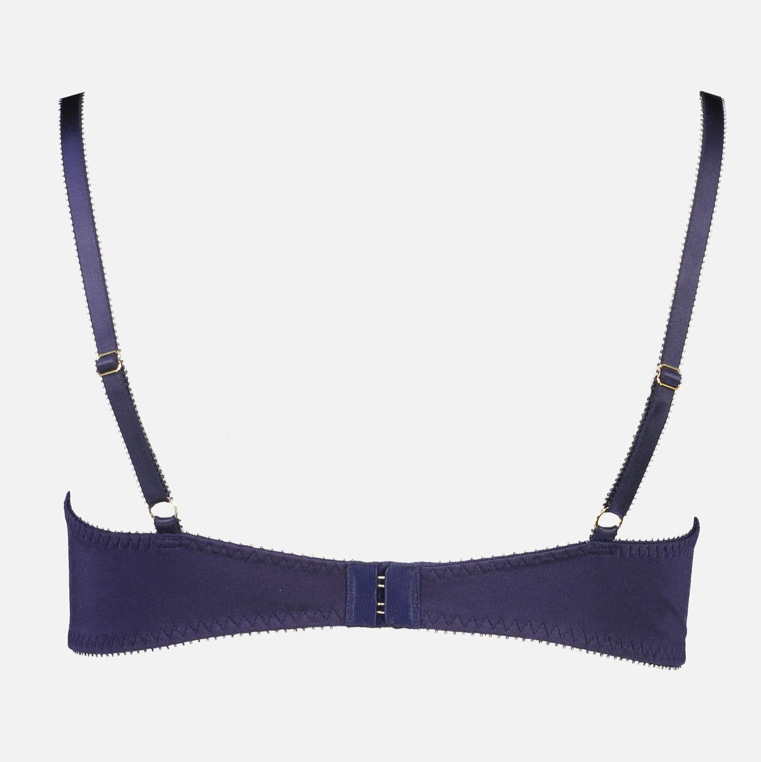 Videris Lingerie Maggie wire free soft cup bra in indigo TENCEL™ features adjustable back straps and hook and eyes closure