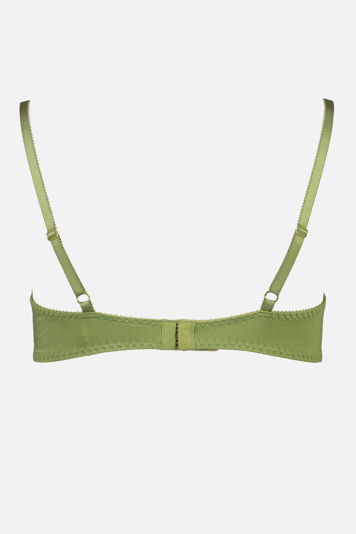Videris Lingerie Maggie wire free soft cup bra in olive TENCEL™ with adjustable back straps and hook and eyes closure