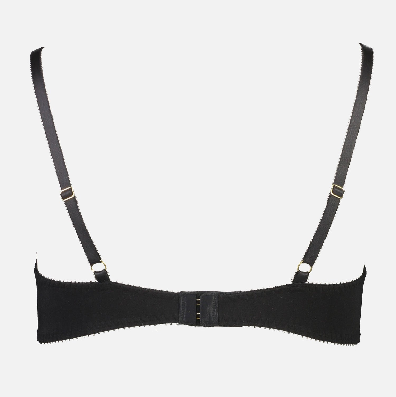Videris Lingerie Maggie wire free soft cup bra in black TENCEL™ features adjustable back straps and hook and eyes closure