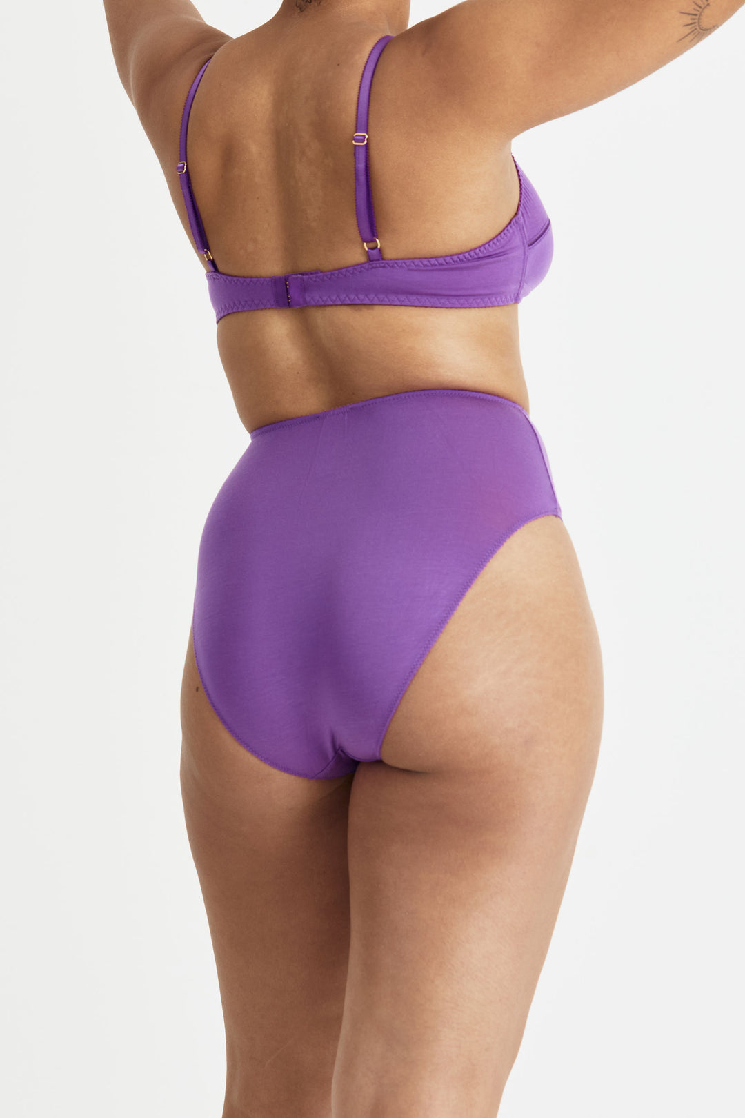 Videris Lingerie Maggie underwire free soft cup bra in purple TENCEL™ features adjustable hook and eyes at the back