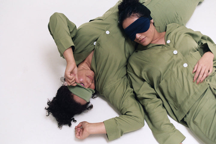 Videris Lingerie sleep mask in olive TENCEL™ shaped to fit the face