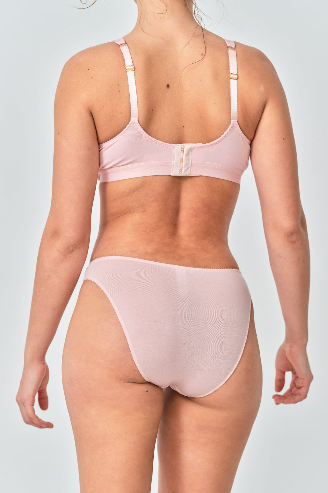 Videris Lingere Rachel fuller cup soft cup bra in rosy pink sustainable soft Tencel with wide back and triple hook and eyes