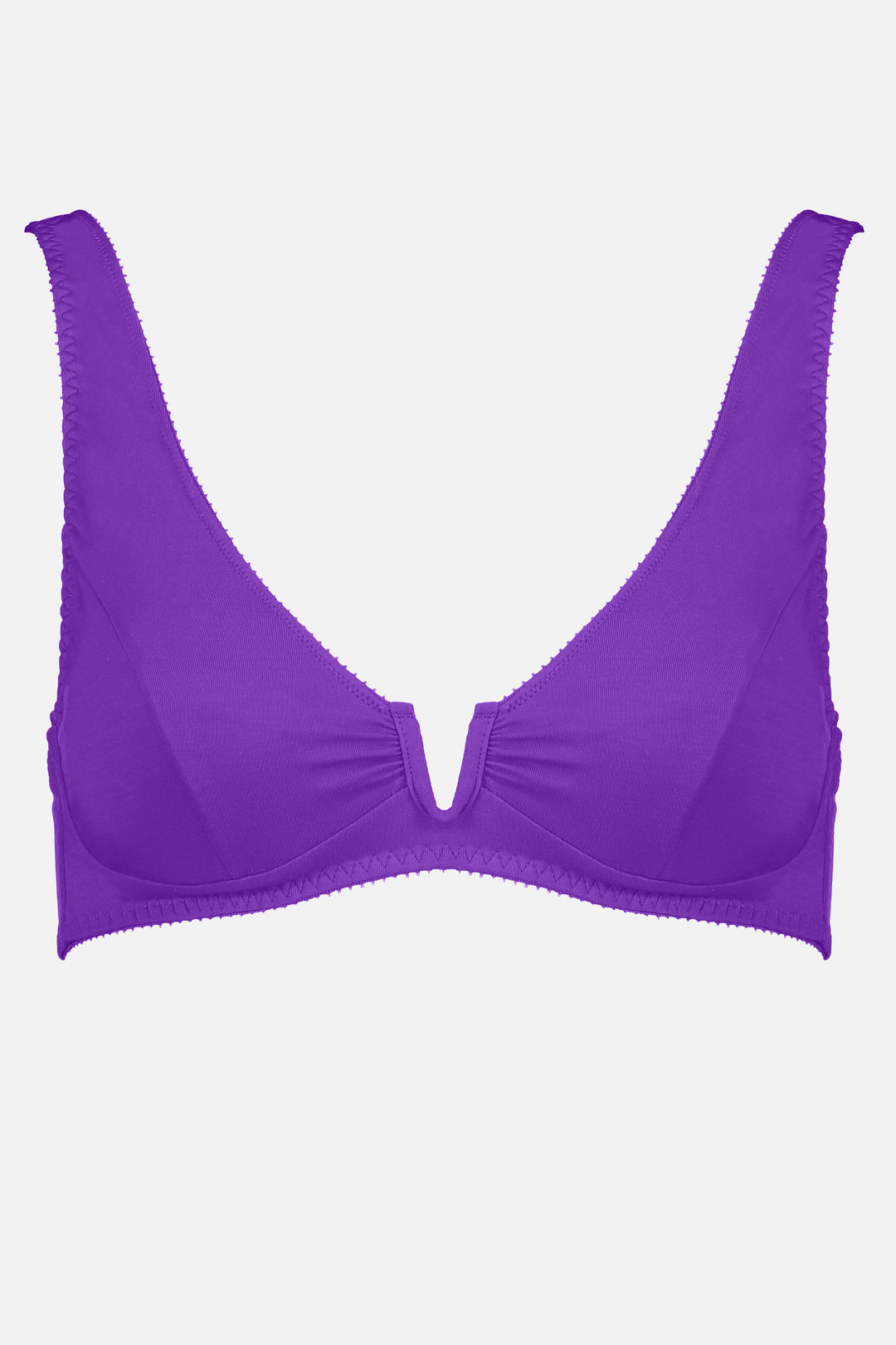 Videris Lingerie Sarah underwire free soft cup bra in purple TENCEL™ with a scooped plunge cup and front U wire