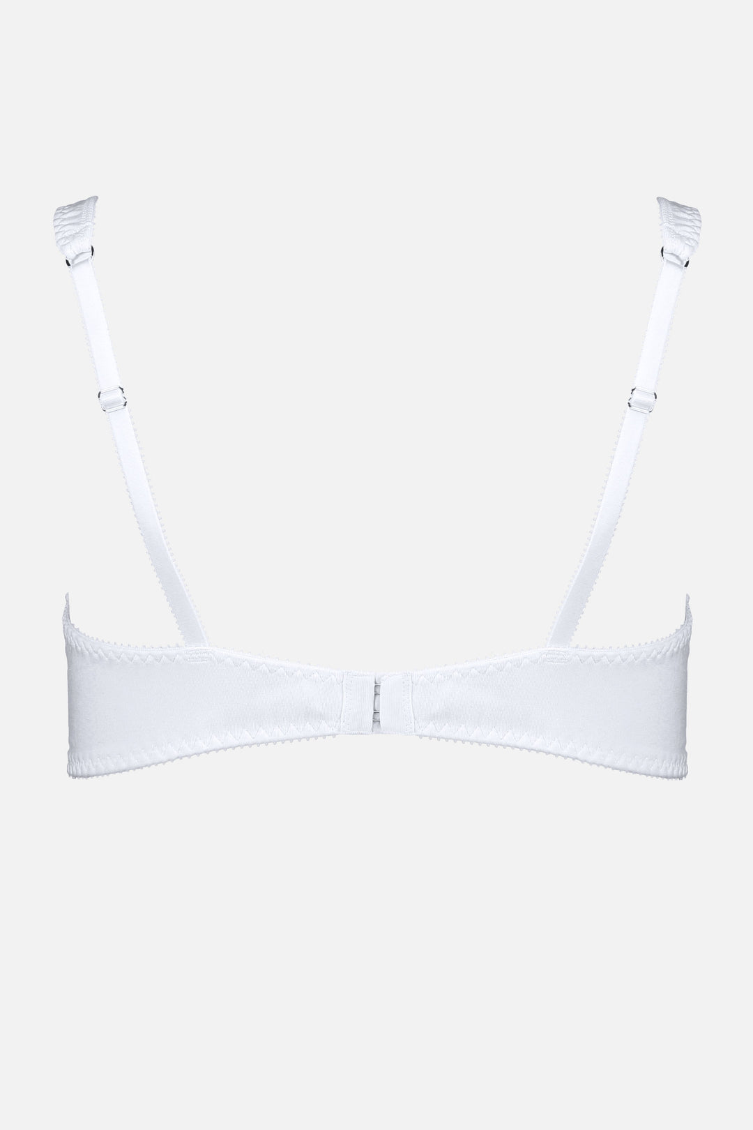 Videris Lingerie Sarah wire free soft cup bra in white embroidered TENCEL™ features adjustable back straps and hook and eyes