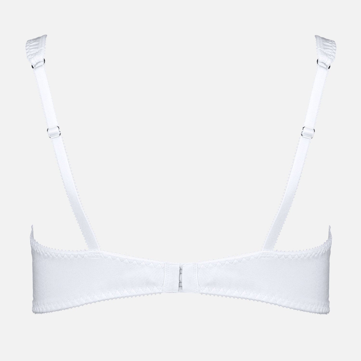 Videris Lingerie Sarah wire free soft cup bra in white embroidered TENCEL™ features adjustable back straps and hook and eyes