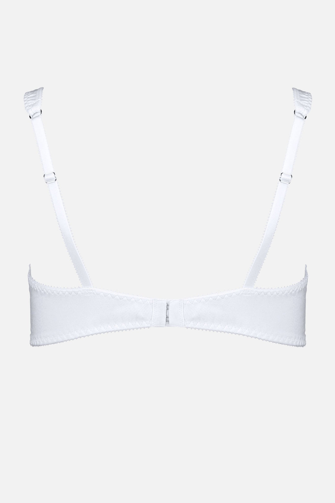 Videris Lingerie Sarah wire free soft cup bra in white embroidered TENCEL™ features adjustable back straps and hook and eyes