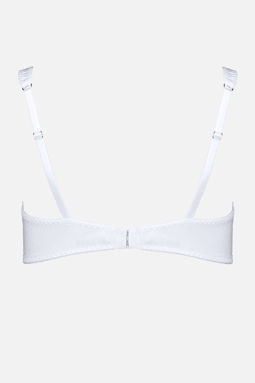Videris Lingerie Sarah wire free soft cup bra in white embroidered TENCEL™ features adjustable back straps and hook and eyes