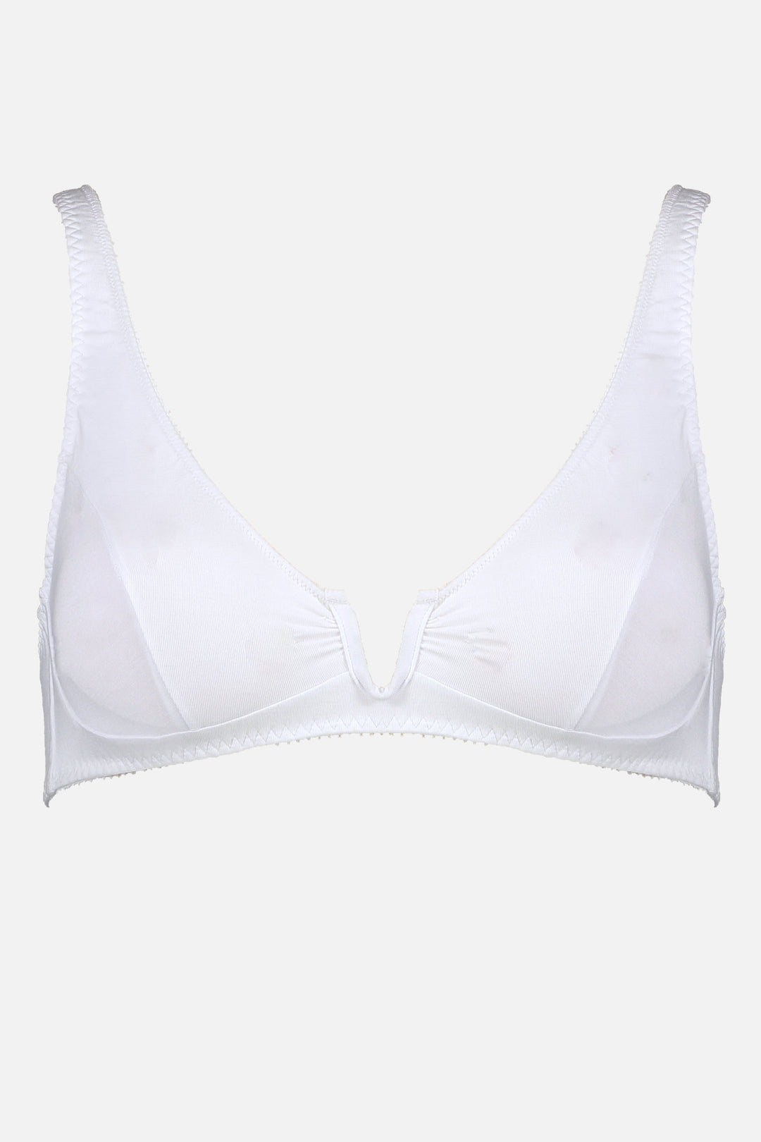 Videris Lingerie Sarah underwire free soft cup bra in white TENCEL™ with a scooped plunge cup and front U wire