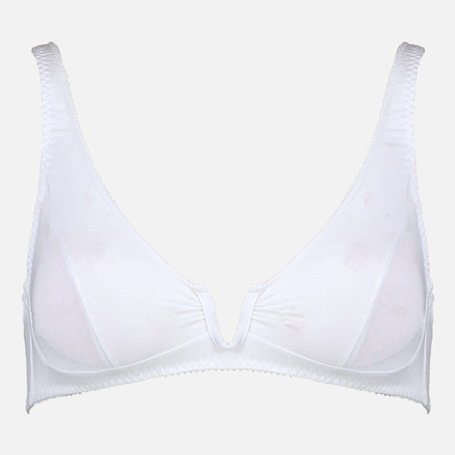 Videris Lingerie Sarah underwire free soft cup bra in white TENCEL™ with a scooped plunge cup and front U wire