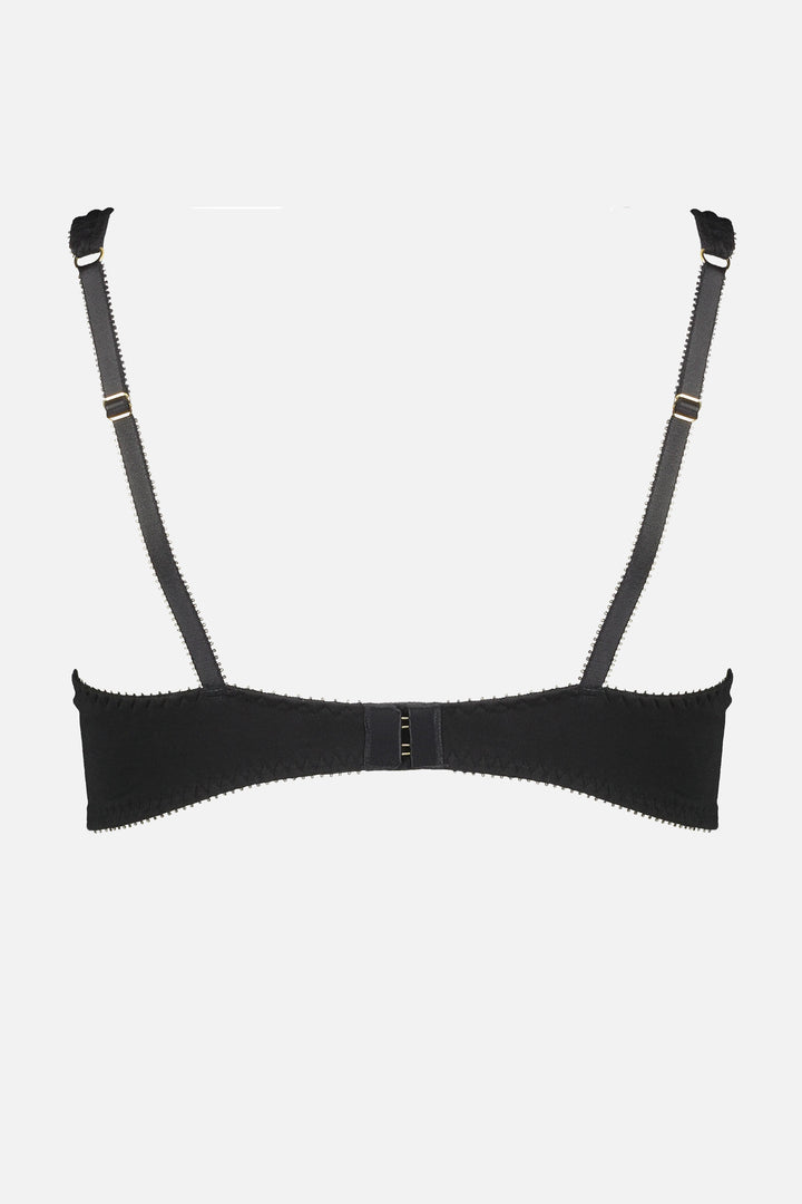 Videris Lingerie Sarah underwire free soft cup bra in black TENCEL™ features adjustable back straps and hook and eyes closure