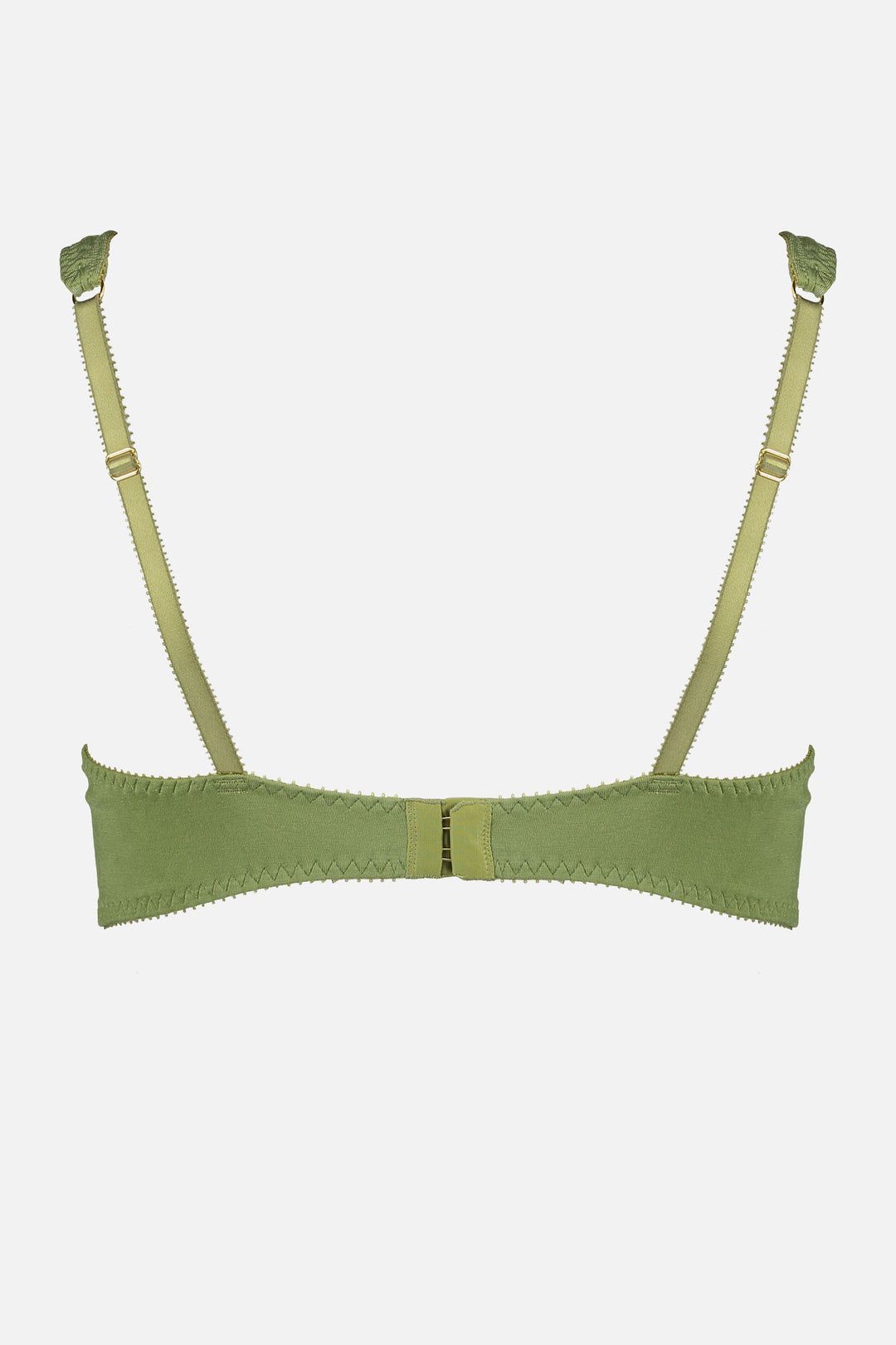 Videris Lingerie Sarah underwire free soft cup bra in olive TENCEL™ features adjustable back straps and hook and eyes closure