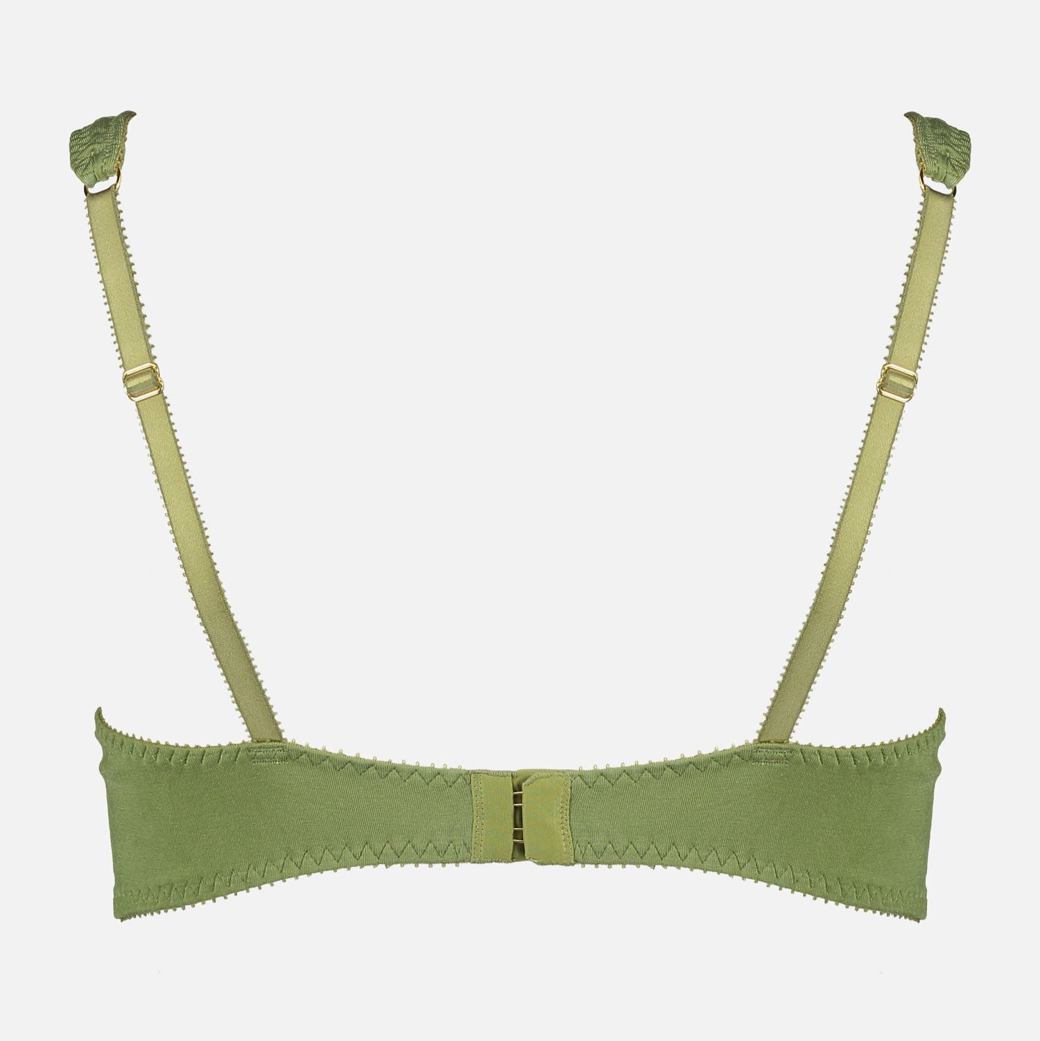 Videris Lingerie Sarah underwire free soft cup bra in olive TENCEL™ features adjustable back straps and hook and eyes closure
