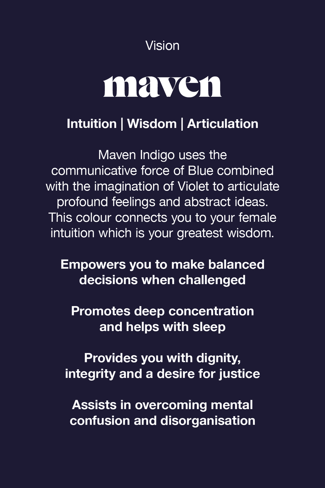 Videris Lingerie Maven represents vision, our intuition, acticulation and wisdom