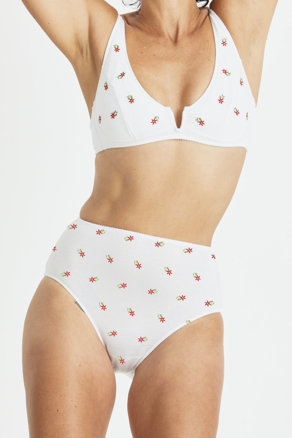 Videris Lingerie high waist embroidered knicker in white TENCEL™ with soft elastics and flattering legline