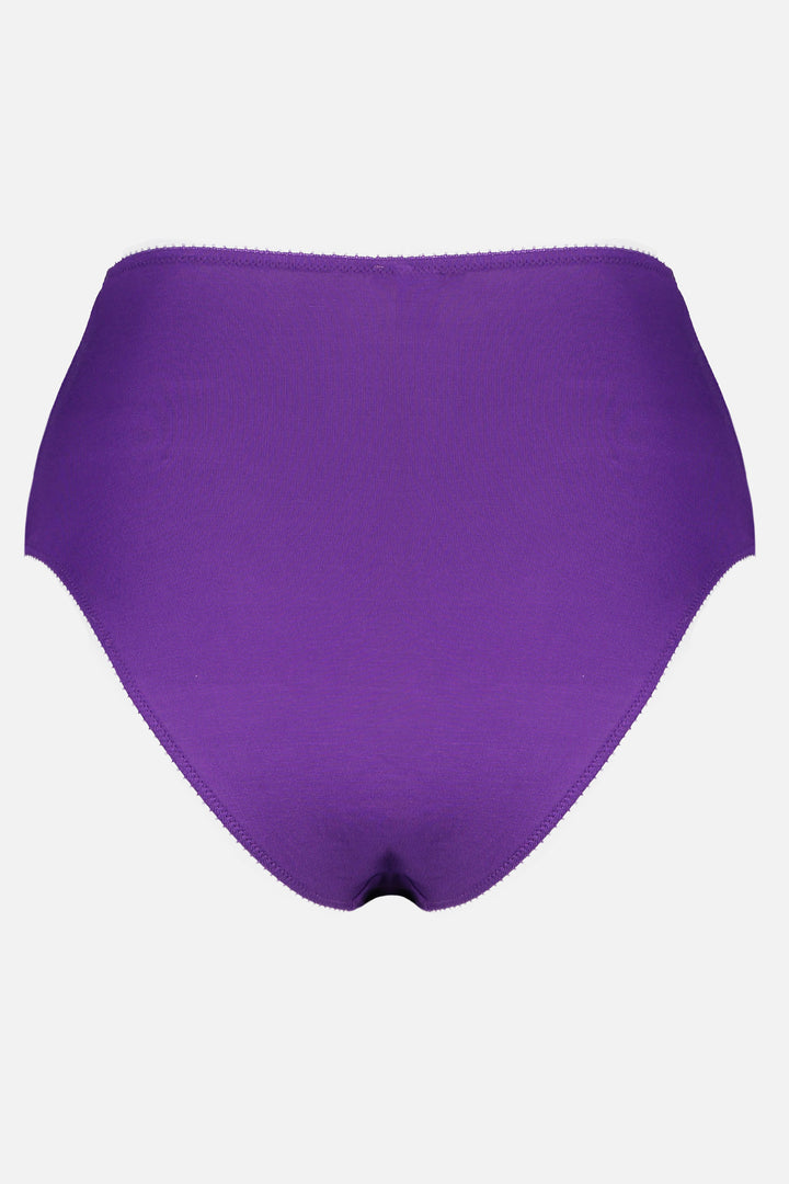 Videris Lingerie high waist knicker in purple TENCEL™ with soft elastics and flattering legline curving over the hip