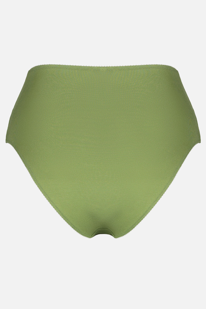 Videris Lingerie high waist knicker in olive blossom embroidered TENCEL™  with a flattering legline