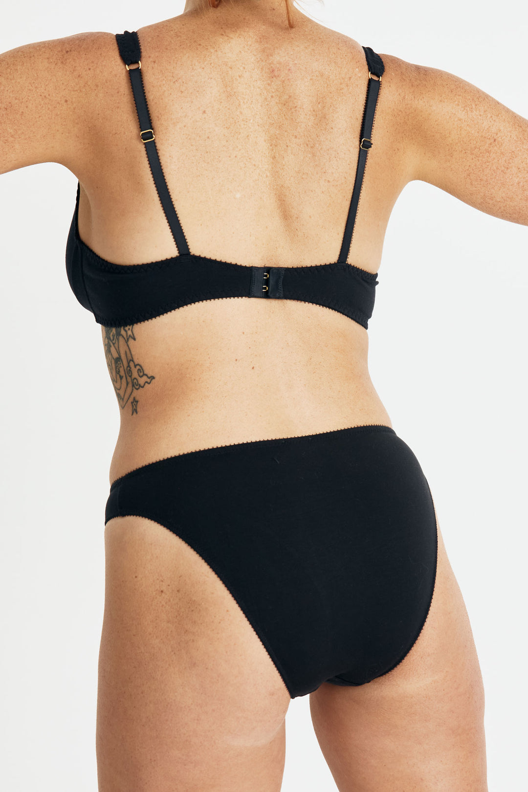 Videris Lingerie bikini knicker in black TENCEL™  mid-rise style with cheeky bottom coverage