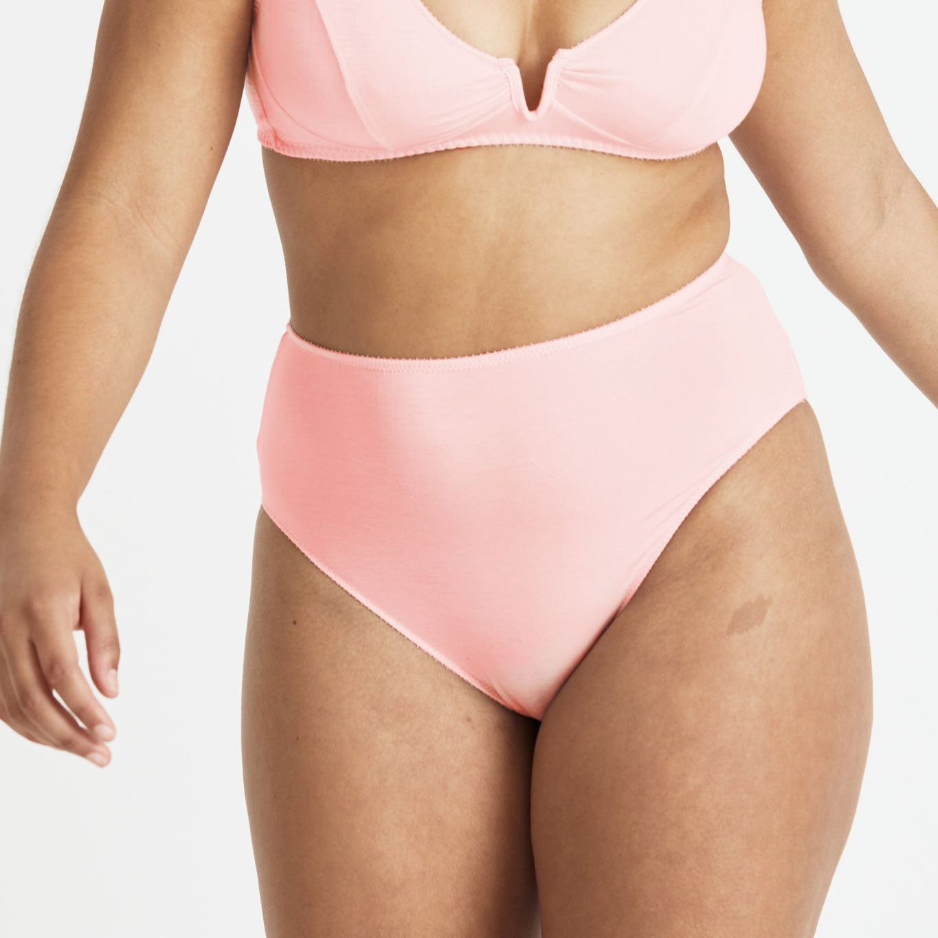 Videris Lingerie high waist knicker in blush pink TENCEL™  with soft elastics and flattering legline