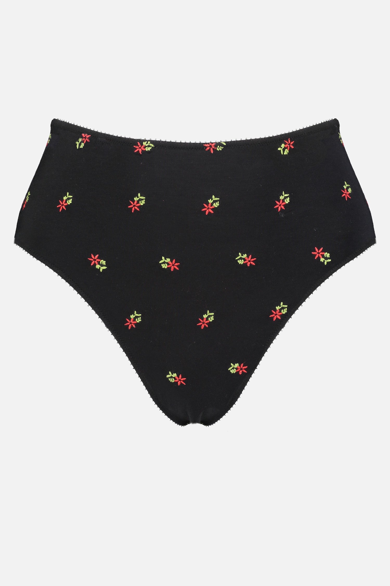 Videris Lingerie high waist knicker in black embroidered TENCEL™  cut to follow the natural curve of your hips