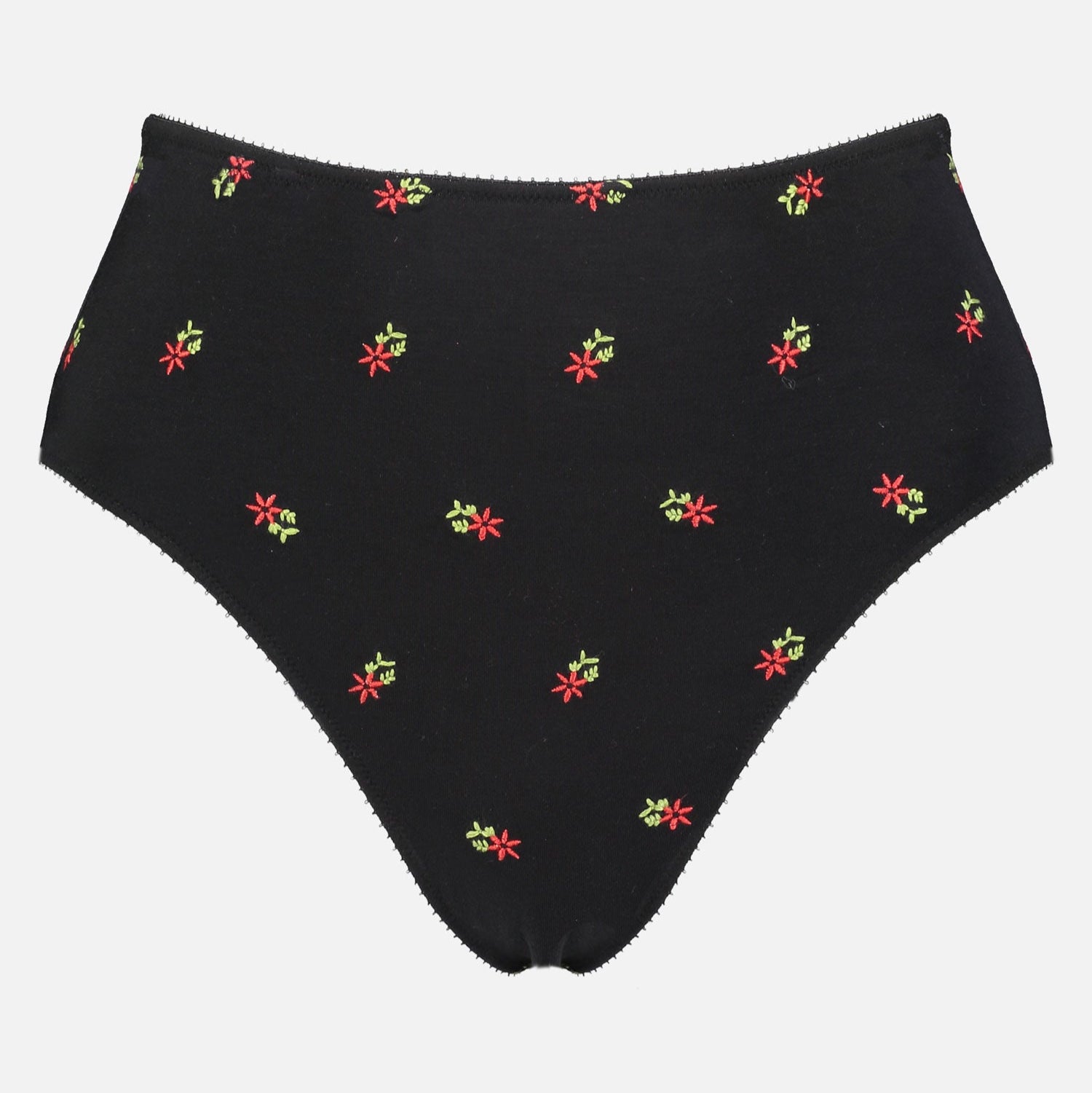 Videris Lingerie high waist knicker in black embroidered TENCEL™  cut to follow the natural curve of your hips