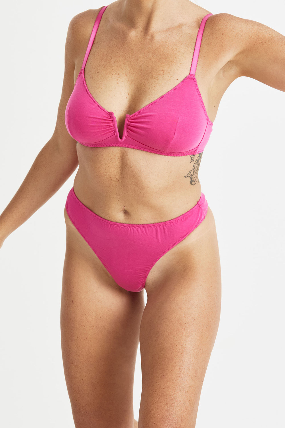 Videris Lingerie thong in hot pink TENCEL™ a comfortable mid-rise style that elongates the legs