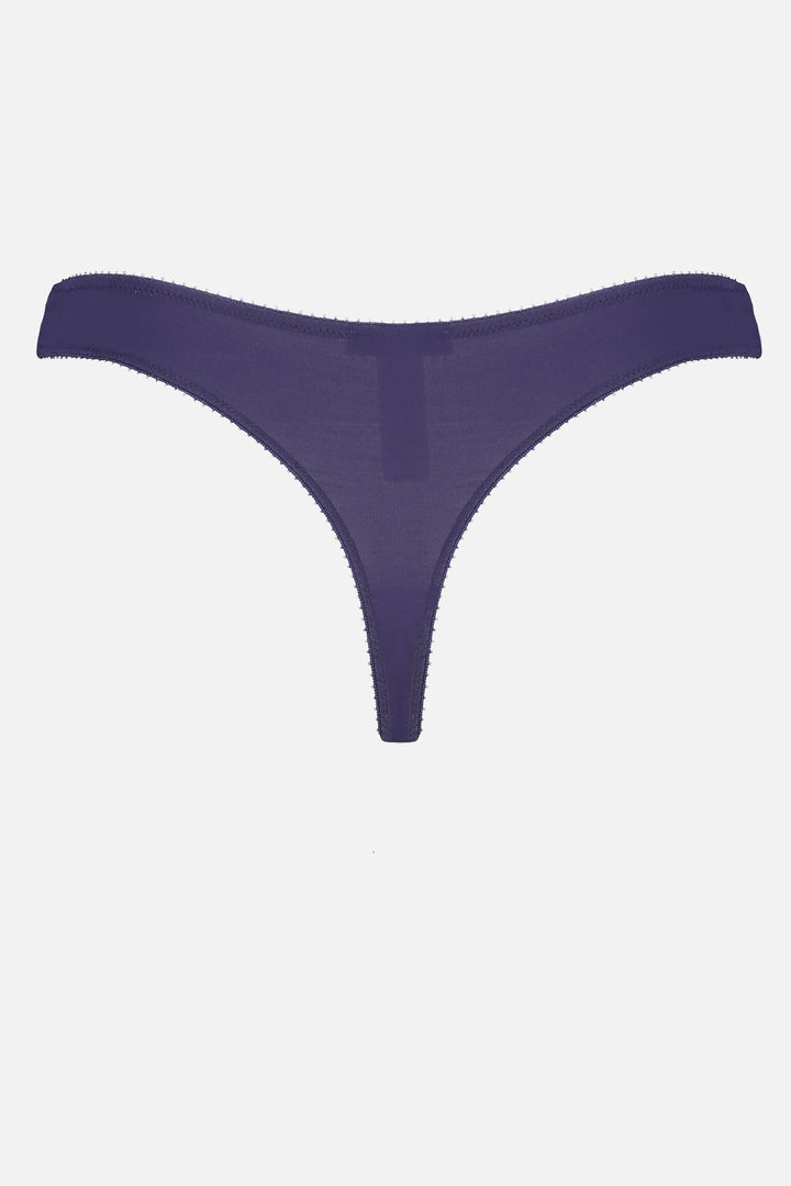 Videris Lingerie thong in indigo TENCEL™ a comfortable flattering wide g string back with soft elastics