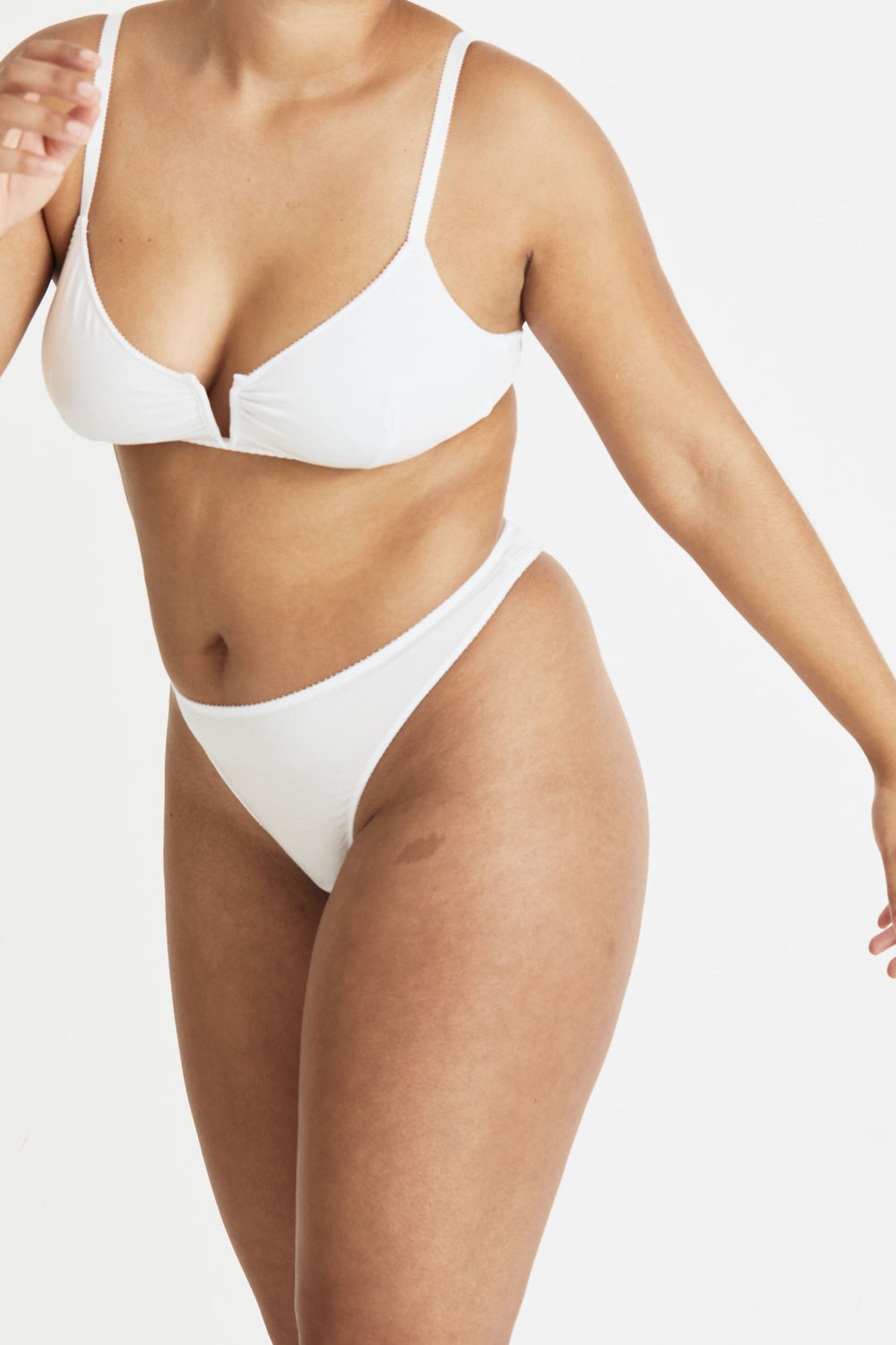 Videris Lingerie thong in white TENCEL™ a comfortable mid-rise style that elongates the legs
