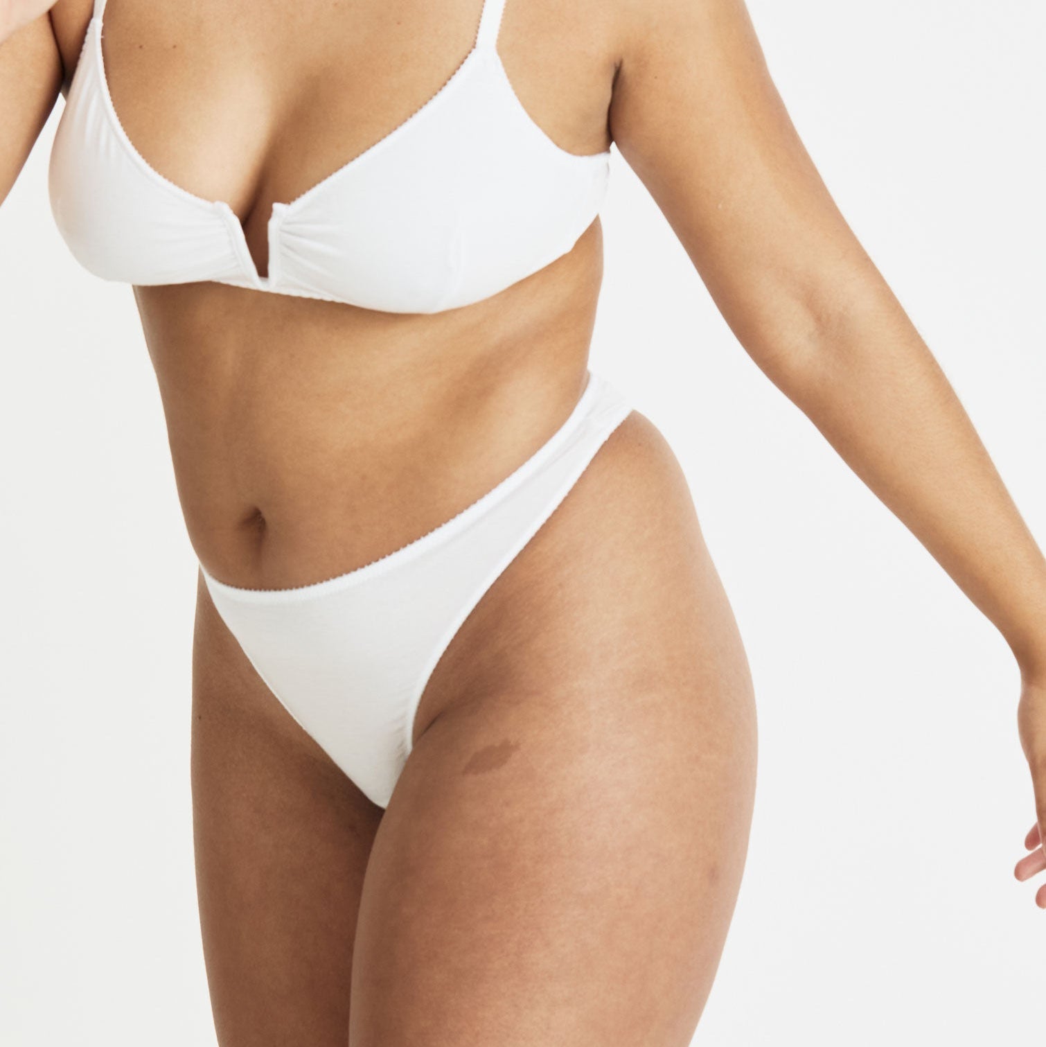 Videris Lingerie thong in white TENCEL™ a comfortable mid-rise style that elongates the legs