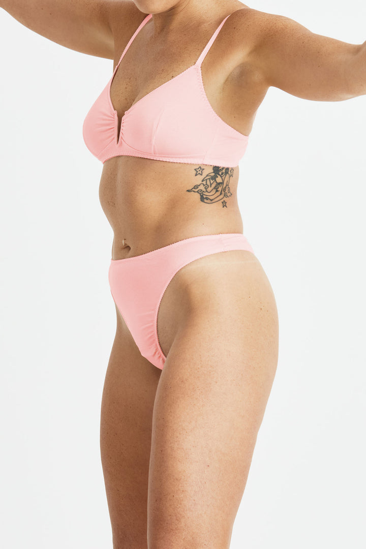 Videris Lingerie thong in rosy pink TENCEL™ a comfortable mid-rise style that elongates the legs
