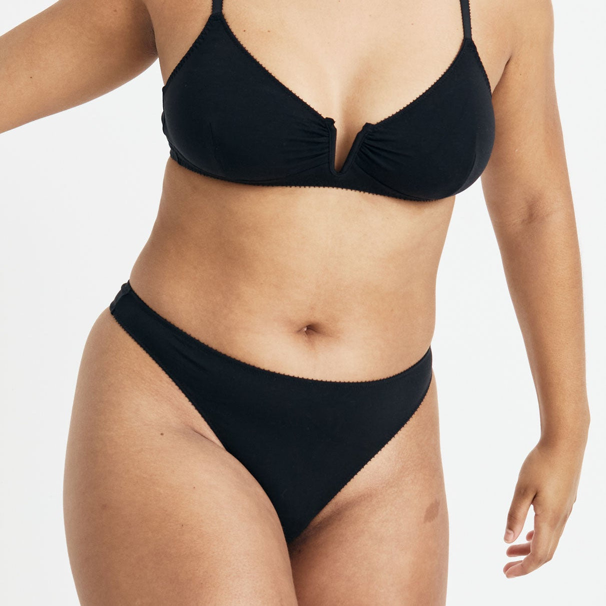 Videris Lingerie thong in black TENCEL™ a comfortable mid-rise style that elongates the legs