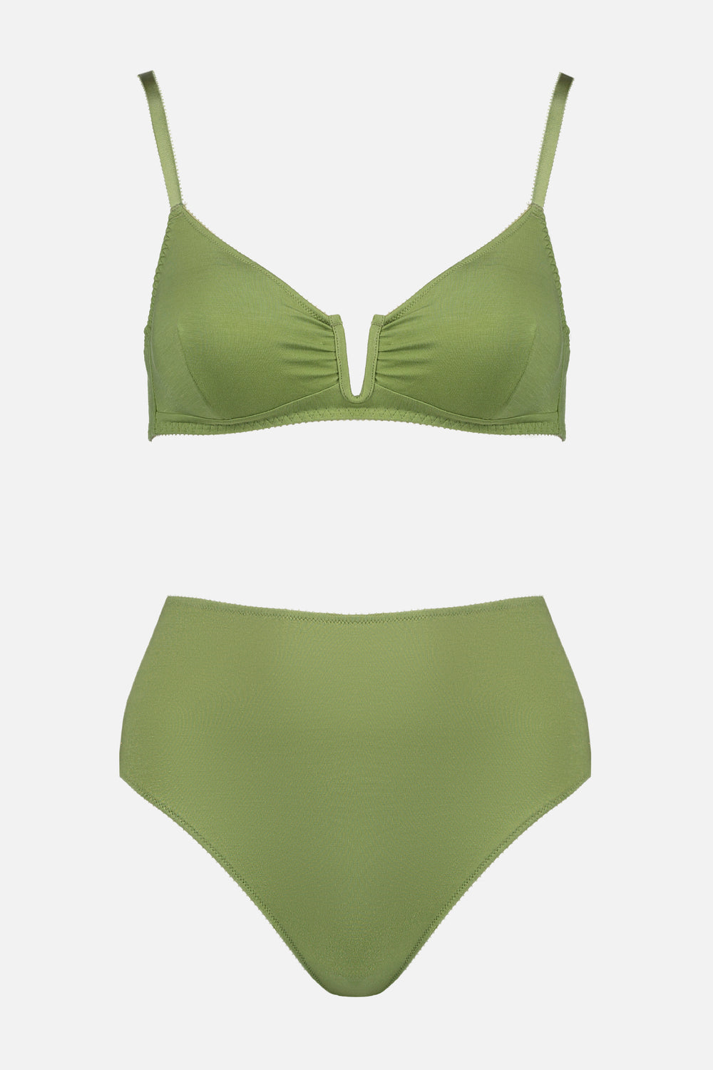 Videris lingerie. This lingerie set is in olive green. Made from TENCEL™. Our fabric is luxurious, sustainable & oeko tex certified. Ultra comfortable.